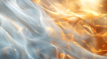 Fototapeta premium Enchanted Radiance: Dance of Gold and Silver Light in a Smoky Realm of Fantasy