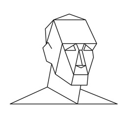 Geometric human head portrait. Man profile face icon. Anatomy and abstract polygon. Vector illustration image. 