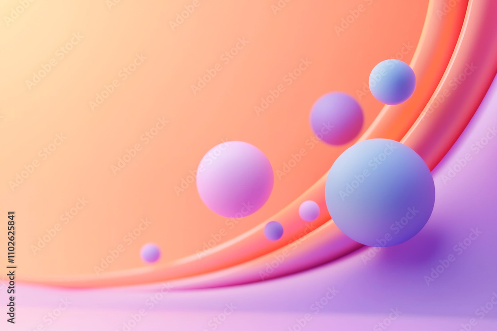 Poster abstract composition of colorful spheres on a smooth gradient background.