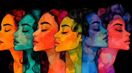 Obraz premium Vibrant Watercolor Women Illustration