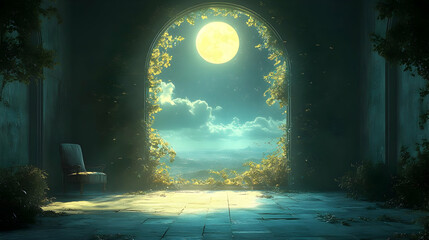 Moonlit Archway: A Fantasy Illustration