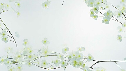 Spring Flower Frame Vector Design with Blossoms and Leaves for Garden Cards