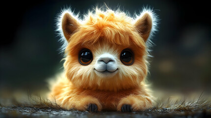 Fototapeta premium Adorable Baby Alpaca 3D Illustration