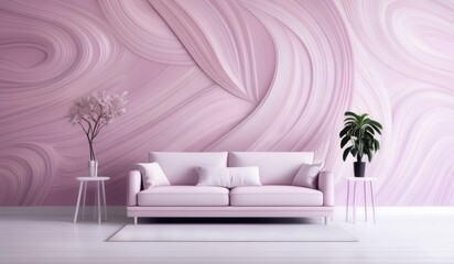 a close up of a couch in a room with a plant