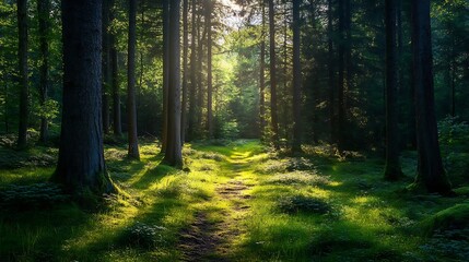 Obraz premium Sunlit Forest Path