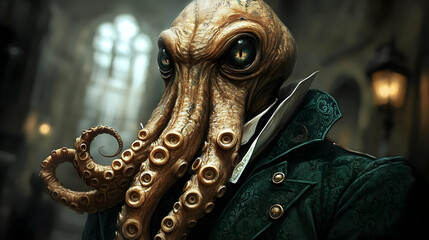 Obraz premium Octopus Gentleman Illustration