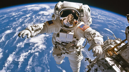 宇宙飛行士と宇宙、Generated　AI