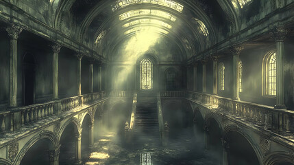 Ruined Palace Hallway Illustration