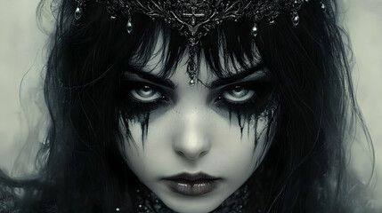 Fototapeta premium Dark Fantasy Illustration: Gothic Girl with Crown
