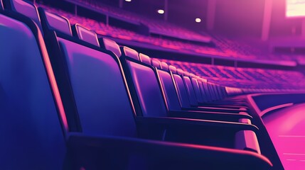 Fototapeta premium Vibrant Empty Stadium Seats with Dynamic Lighting Showcasing a Captivating Atmosphere in a Modern Arena Ready for Spectators