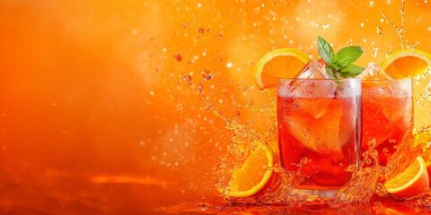 Aperol spritz with orange slice and splash