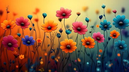 Fototapeta premium Vibrant Floral Illustration Background