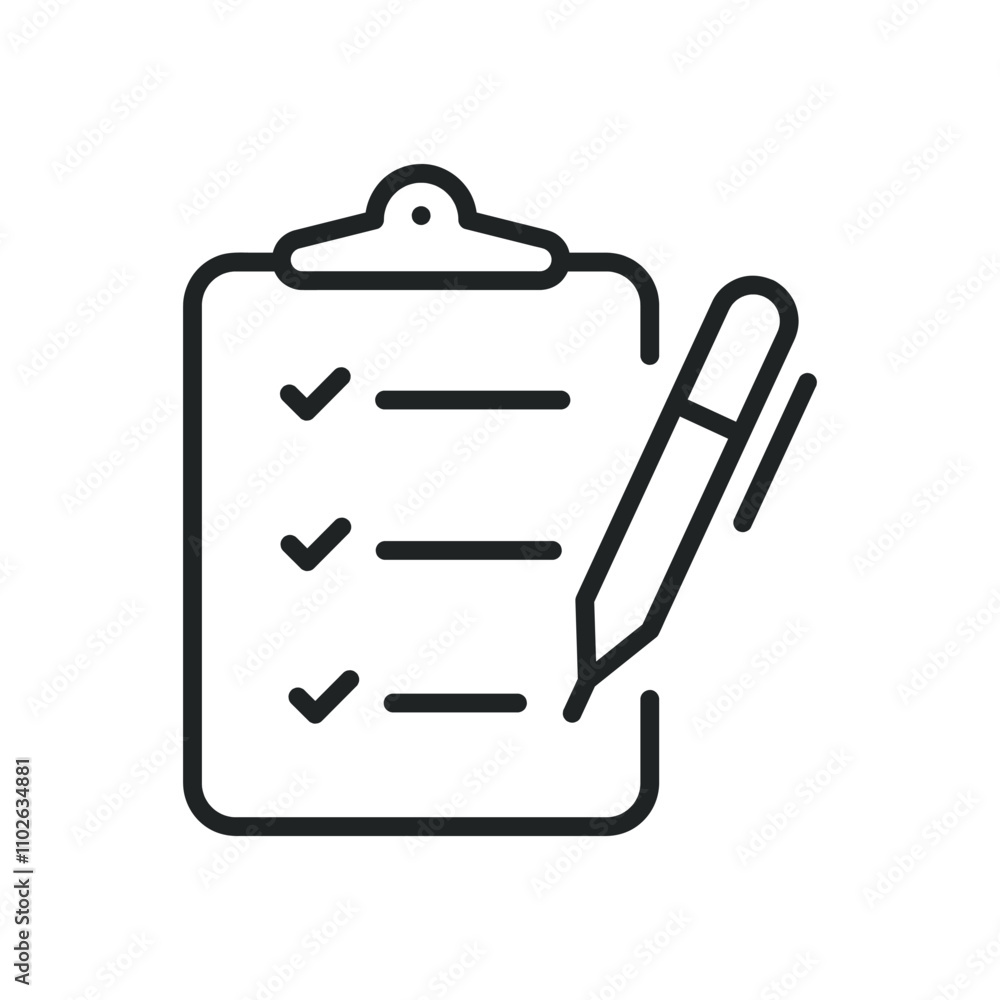 Poster to do list thin line icons. editable stroke and perfect pixel on transparent background