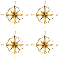 Gold compass illustration on transparent background
