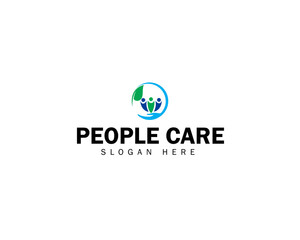 People Care Logo Design Template, Social Care Logo, Human Group Logo, Hand With People In Circle Shape Vector Icon