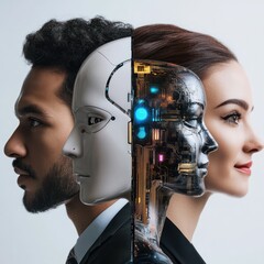 A vision of the future of work where human workers work together with diverse human-like AI colleagues.
