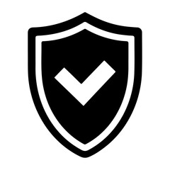 Black silhouette checkmark in badge vector icon design