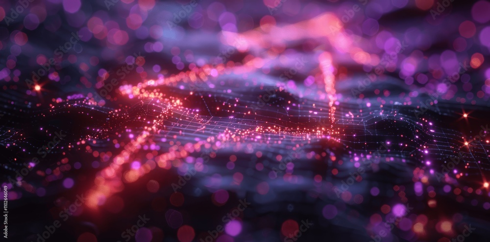 Poster digital arrow in abstract space with glowing connections