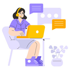 Young Businesswoman. Flat Vector Illustration