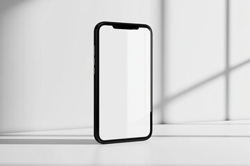 Modern Smartphone Black Display Blank Mockup with White Background