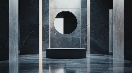 Dark Marble Room Minimalist Product Display Platform