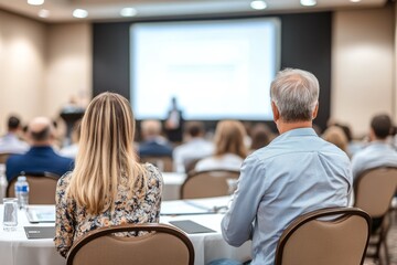 Business Conference Speaker Discussing Topics with Attendees in a Meeting Room