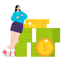 Young Business Woman. Flat Vector Illustration