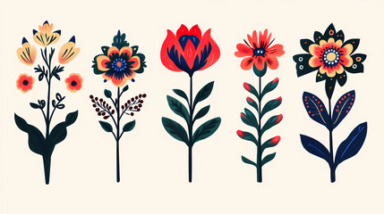 Polish kashubian folk flowers. Folk. Illustration