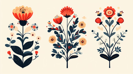 Fototapeta premium Polish kashubian folk flowers. Folk. Illustration