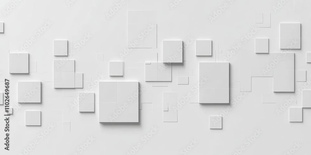 Poster large white squares abstract background pattern random geometry design wallpaper