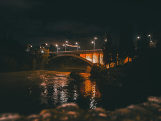 bridge over the river at night
