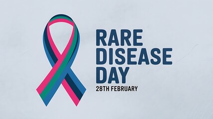 Modern Rare Disease Day Design with Multicolored Awareness Ribbon and Contemporary Typography