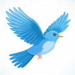 Obraz premium 青い鳥のアイコン風イラスト（AI生成画像）