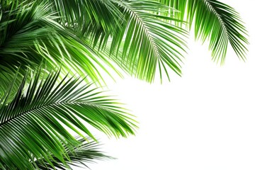 Fototapeta premium Palm Fronds Against White Background Tropical Plant Leaves Lush Green Decorative Nature Layout
