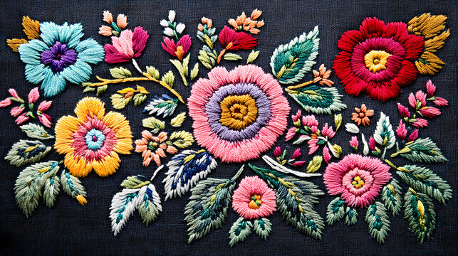 Matyo embroidery pattern a hungarian folk art embroidery characterized by colorful floral motifs.,. Folk. Illustration