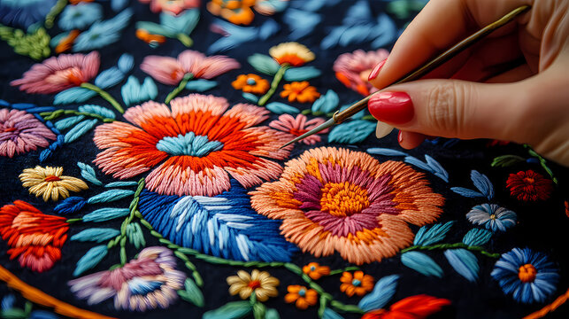 Matyo embroidery pattern a hungarian folk art embroidery characterized by colorful floral motifs.,. Folk. Illustration