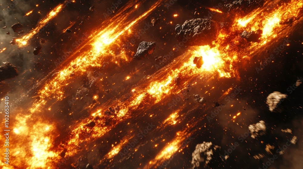 Canvas Prints dynamic space explosion with fiery debris