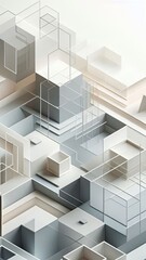 Abstract background with beige geometric shapes and fine lines in a minimalistic design