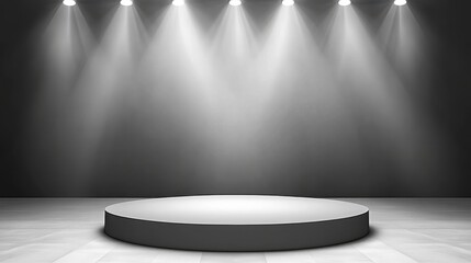 Illuminated Stage Platform Under Spotlights