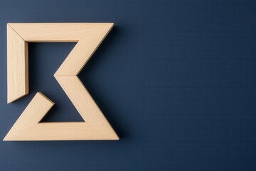 Organization structure and mission, A minimalist wooden frame design resembling an abstract geometric shape on a blue background.