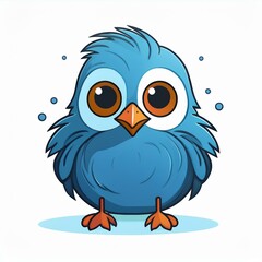ひよこ（青い小鳥）のアイコン風イラスト（AI生成画像）