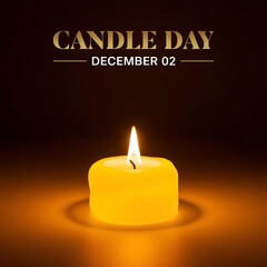 Glowing Candle Design for Candle Day with Golden Text on Black Background