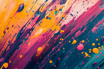 Isolated colorful confetti background. Abstract colorful background with lots of paint splashes. Ink drips flowing.