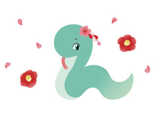 年賀状素材　巳　装飾付