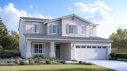 Two-story house exterior perspective