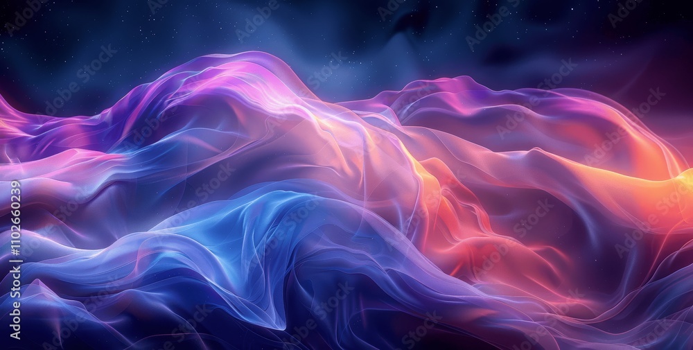 Poster 4k colorful gradient background with abstract wavy lines and noise effect