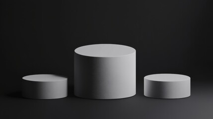 Three Cylindrical Forms on Dark Background
