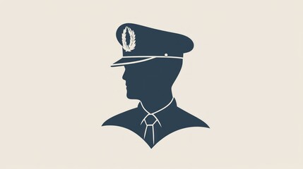 A minimalistic icon of a chief officer wearing a hat, symbolizing authority and leadership.