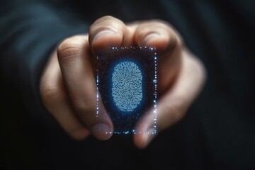 Fototapeta premium Futuristic Fingerprint Scanner for Biometric Identity Verification and Cybersecurity Protection