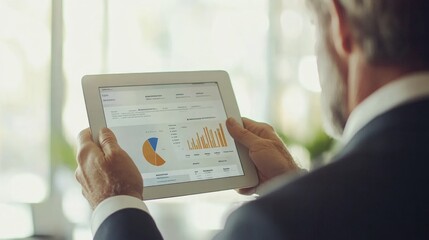 Businessman Analyzing Data on Digital Tablet